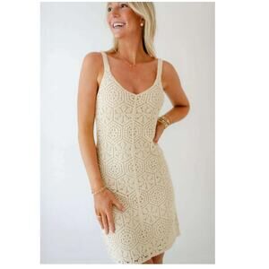 Z-Supply Boutique creM Allure Crochet Boho Beach mini Dress Small